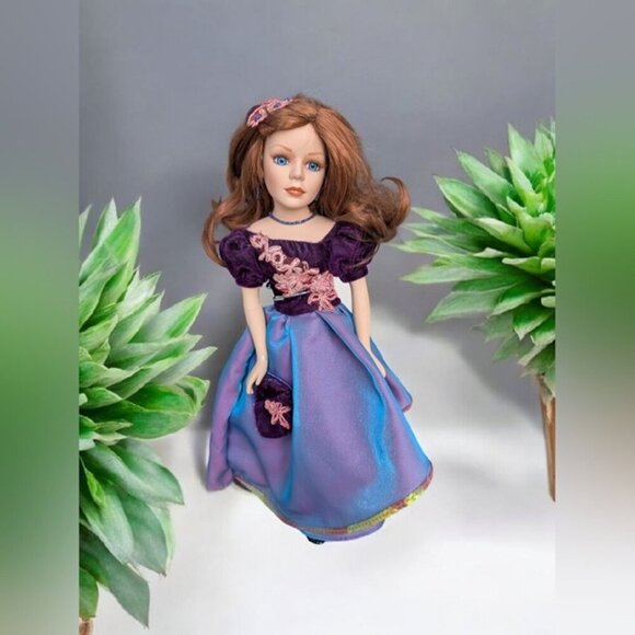 Elegant Purple and Blue Dress Porcelain Doll (EUC) - Picture 1 of 7